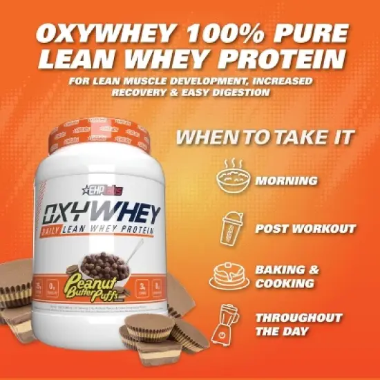 EHPlabs OxyWhey Whey Protein Isolate Powder - 25g of Sugar Free Whey Protein Powder, Meal Replacement Shake - 25 Serves (Peanut Butter) image {5}