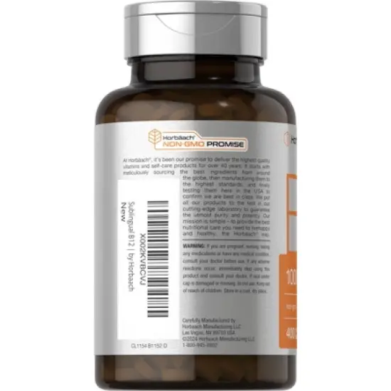 Horbaach Vitamin B12 Methylcobalamin 1000mcg | 400 Sublingual Tablets image {2}