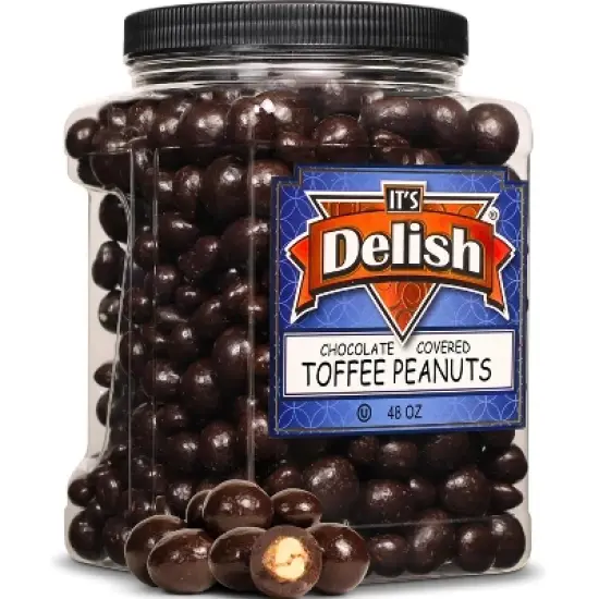 Chocolate Covered Toffee Coated Peanuts by It's Delish, 48  OZ Jumbo Container image {7}