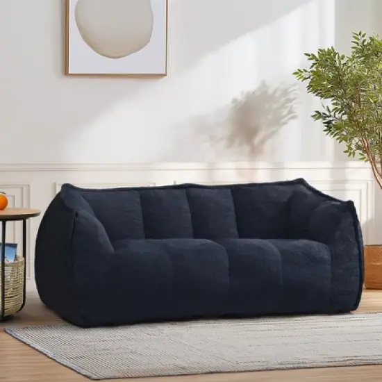 Pamapic Oversized Teddy Fabric Bean Bag Chair, Foam Filled Double Seater for Living Room image {1}