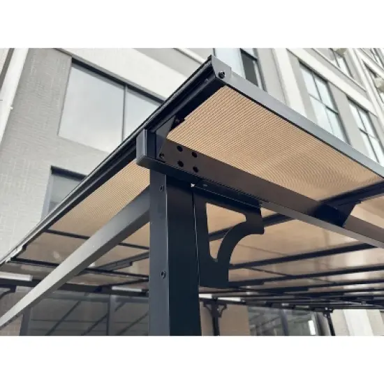 Wall Mounted Hardtop Gazebo &ndash; Lean-to Aluminum Frame with Polycarbonate Roof, Ideal for Outdoor Patio, Lawn, Deck, and Parties image {9}