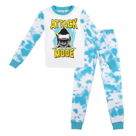 TITLE: Attack Mode Youth Boy's Blue And White Wash Long Sleeve Shirt & Sleep Pants Set image {4}