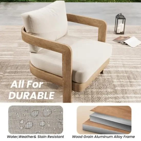 POVISON Minimalist Outdoor Lounge Chairs, Fully Assembled Aluminum Alloy Outdoor Chair, Weather Resistant Patio Lounge Chairs for Deck Porch Balcony image {4}