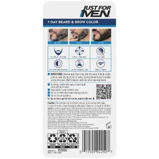 Just For Men 1-Day Temporary Beard & Brow Color, Up to 30 Applications - 0.3 fl oz image {1}