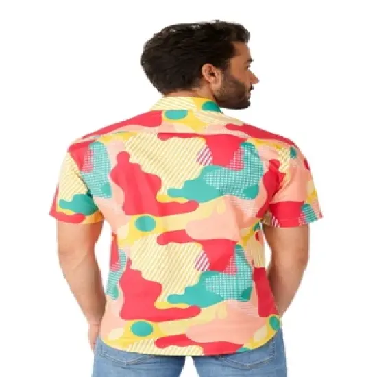 OppoSuits Men's Shirt - Short Sleeve Shirt Coral Camo - Multicolor image {1}