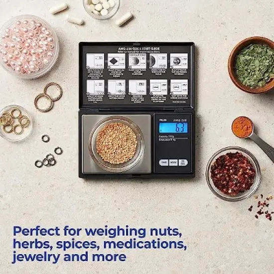 American Weigh Scales AWS Series Digital Portable Lightweight Pocket Weight Scale 250G x 0.1G - Great For Baking image {5}