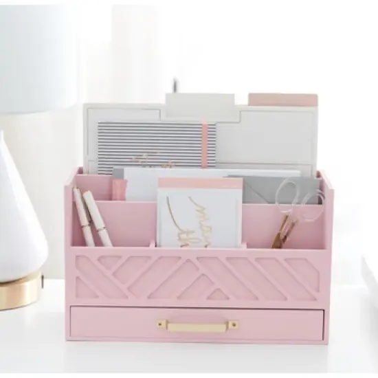 Blu Monaco Wooden Mail Organizer for Countertop or Desk - Kitchen Mail Sorter With Drawer image {12}