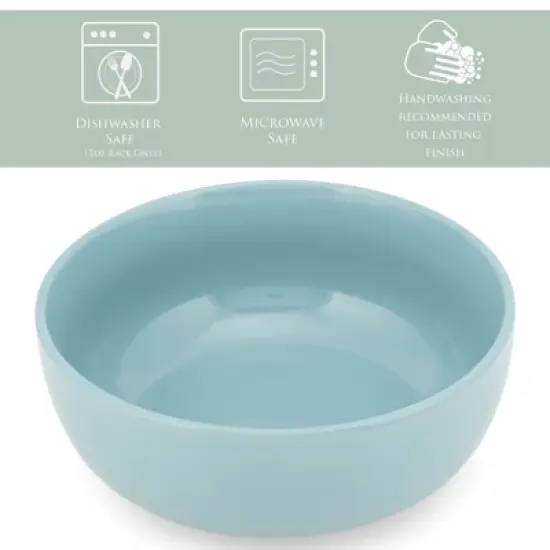 Elanze Designs Bistro Ceramic 7 inch Cereal Salad Bowls Set of 4, Ice Blue image {1}