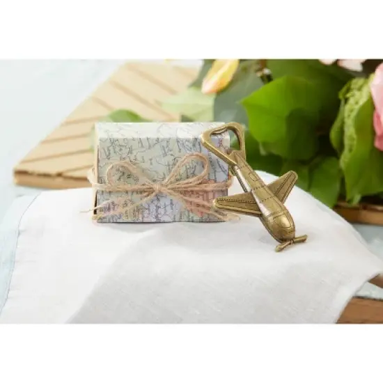 12ct "Let the Adventure Begin" Airplane Bottle Opener image {1}