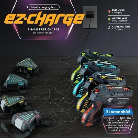 Squad Hero Rechargeable Laser Tag Set for Kids and Adults - Light Force Edition (Set of 4), Birthday Gifts for Boys image {1}