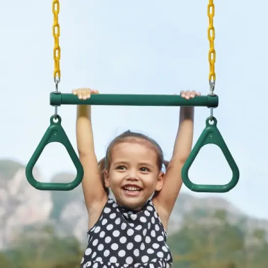 Jungle Gym Kingdom Swing Trapeze Bar Set With Rings Outdoor Swingset For Kids Playground & Treehouse With Accessories & Locking Hardware 18" Inch image {2}