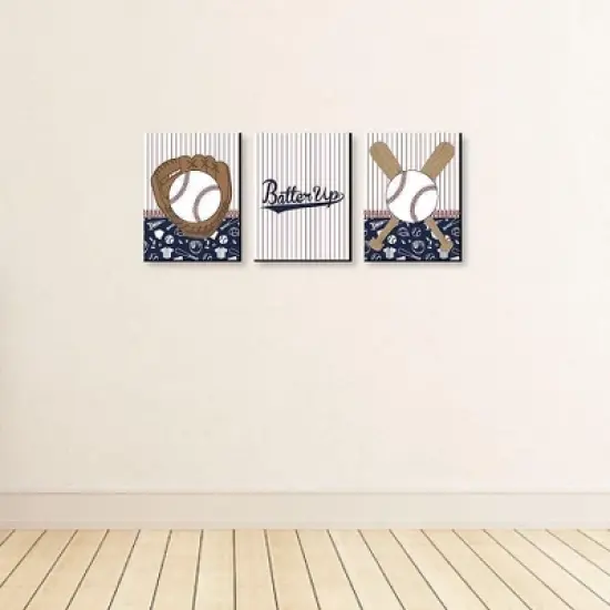 Big Dot of Happiness Batter Up - Baseball - Sports Themed Nursery Wall Art, Kids Room Decor & Game Room Home Decor - 7.5 x 10 inches - Set of 3 Prints image {2}