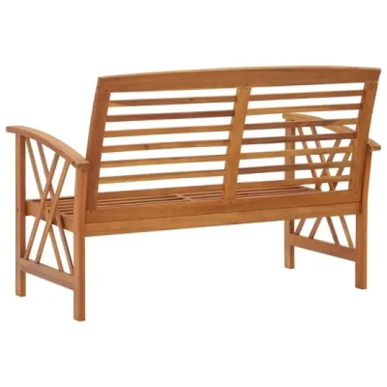 vidaXL Outdoor Patio Bench Wooden Garden Bench with Armrests Solid Wood Acacia - Brown image {3}