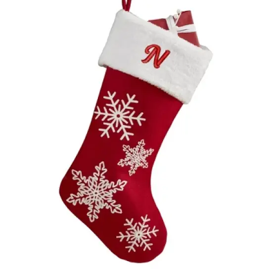 Personalization Mall Red & White Snowflake Initial Christmas Stocking image {16}