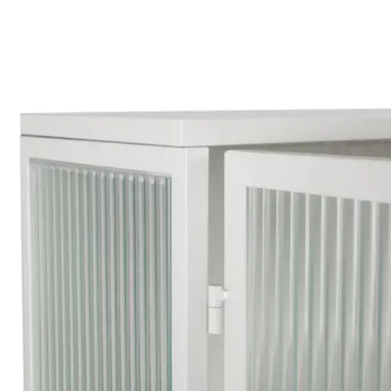 23.62" Glass Door Wall Cabinet with 2-Tier Enclosed Storage, Open Shelves and Towel Rack, White - ModernLuxe image {9}