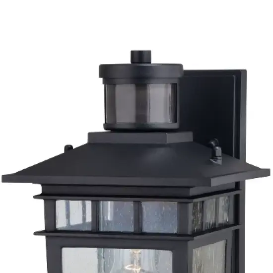VAXCEL Ridge 6.5-in. W 1 Light Aluminum Black Motion Sensor Dusk to Dawn Outdoor Wall Lantern Clear Glass image {11}
