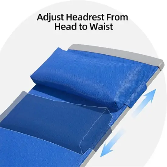 PAGED Outdoor Patio Chaise Lounge Chair, 3 Pieces Aluminum Adjustable Pool Lounge Chairs Textilene Sunbathing Recliner with Headrest, Grey image {3}