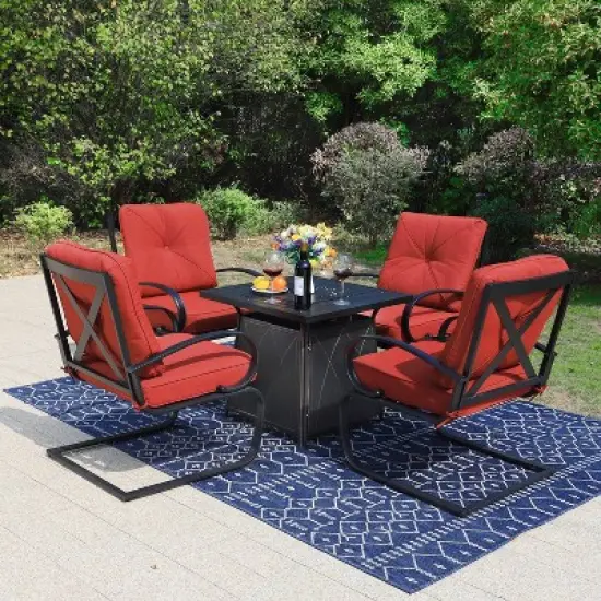 5pc Outdoor Set with Spring Motion Chairs & 28" Fire Table - Captiva Designs
 image {13}