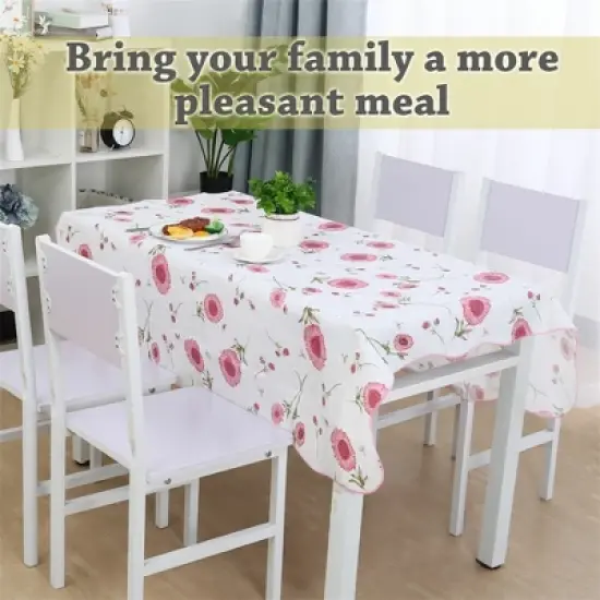 PiccoCasa Rectangle Vinyl Water Oil Resistant Printed Tablecloths Pink Flower 41"x60" image {2}