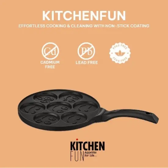 Kitchenfun Blini Nonstick Mini Pancake Crepe Maker - 7 Smiley Pancakes image {3}