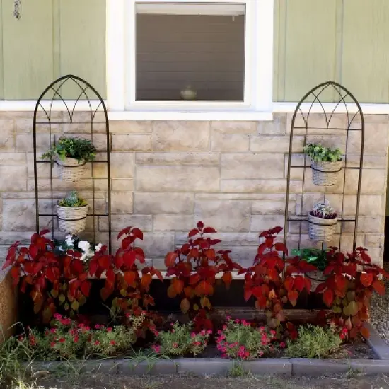 Sunnydaze 2-Piece Arched Climbing Plants Wall Trellis with Flower Pot Supports image {5}