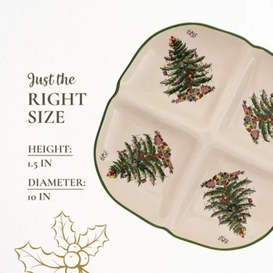 Spode Christmas Tree Sculpted 4-Section Tray - 1-Inch Divided Holiday Serveware in Fine Porcelain - Dishwasher, Microwave, Oven Safe image {6}