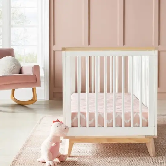 Jersey Fitted Crib Sheet - Pink Chevron and Solid Heirloom - Pink - 2pk - Cloud Island&trade; image {1}