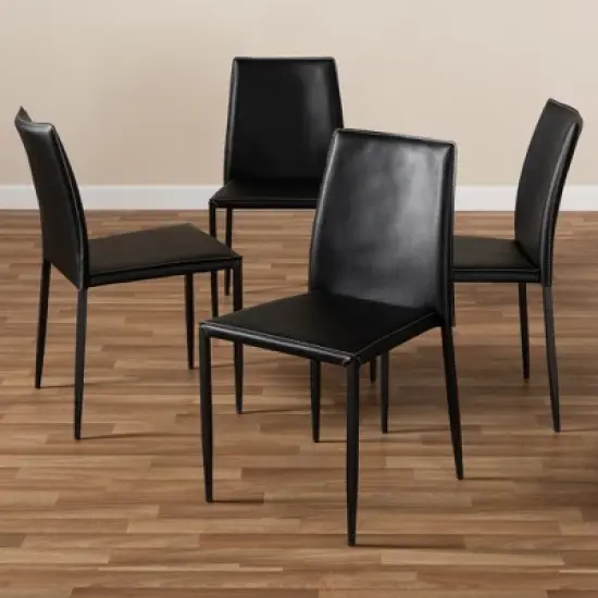 Set of 4 Pascha Modern and Contemporary Faux Leather Upholstered Dining Chairs - Baxton Studio image {3}