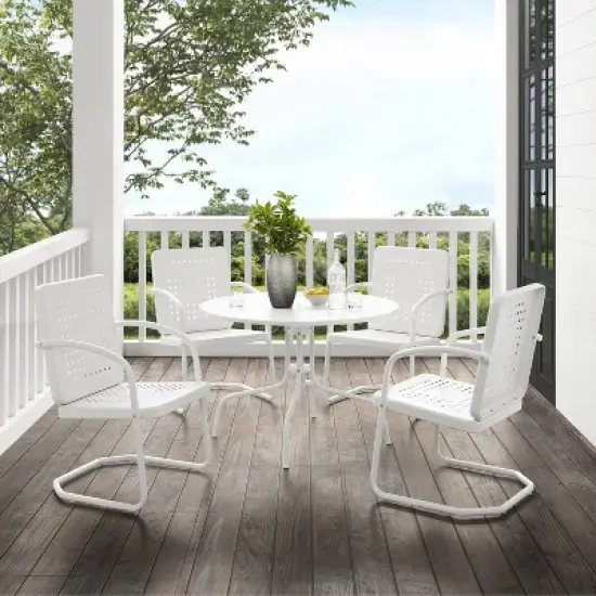 Bates 5pc Outdoor Dining Set - White - Crosley image {3}