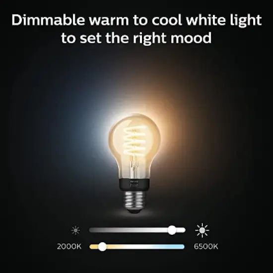 Philips Hue White Ambiance Filament A19 Bluetooth Smart LED Bulb image {1}