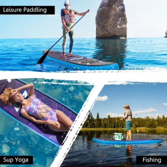 Costway 11'/10'5'' Inflatable Stand Up Paddle Board Surfboard W/Bag Aluminum Paddle Pump image {4}