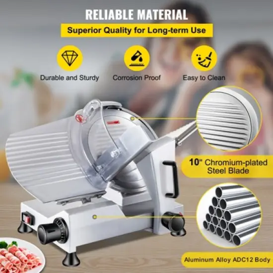 VEVOR 240W Commercial Meat Slicer, Electric Deli Food Slicer, 10" Carbon Steel Blade Electric Food Slicer, 350-400RPM Meat Slicer, 0 - 0.47 inch image {4}