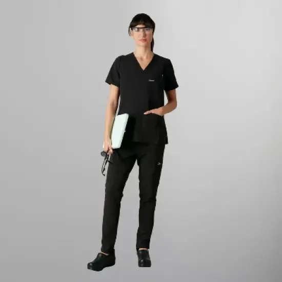 Members Only Siena V-Neck Scrub Top for Women With Double Chest And Waist Pockets image {4}