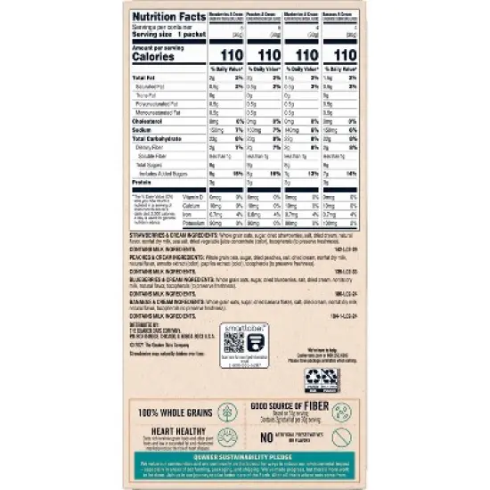 Quaker Instant Fruit & Cream Flavored Oatmeal - 19oz/18ct image {2}