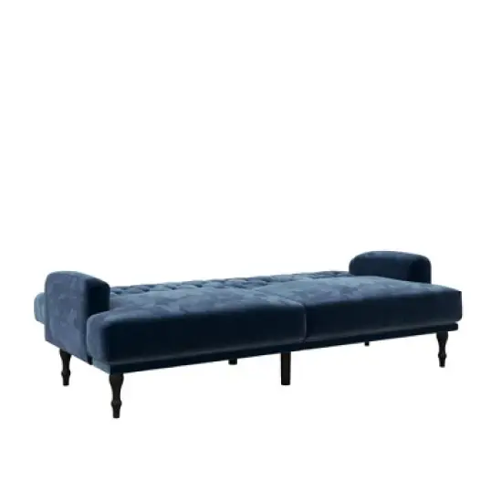 Lyla Upholstered Velvet Futon Blue - Room & Joy image {2}