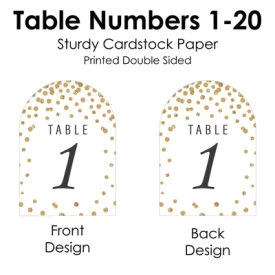 Big Dot of Happiness Gold Wedding - Wedding Receptions, Parties or Events Double-Sided 5 x 7 inches Cards - Table Numbers - 1-20 image {5}