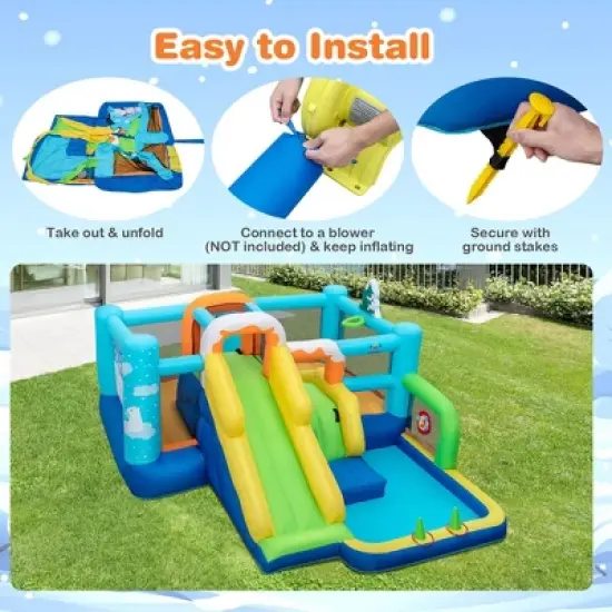 Costway 7-in-1 Kids Inflatable Bounce Castle Multi-Play Jumping House image {8}