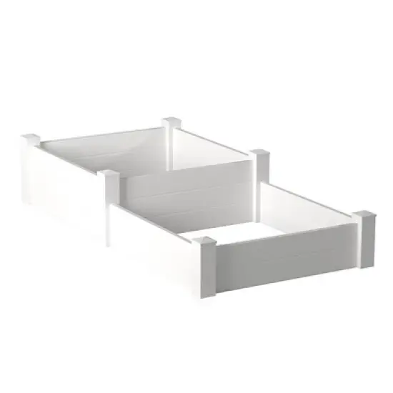 Dura-Trel 48"x14" Rectangular Split Level Rectangular Vinyl Outdoor Garden Bed White image {2}