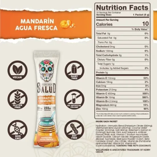 Salud Hydration + Immunity Jarritos Mandarin Orange Electrolyte Drink Mix - 6pk/0.21oz Sticks image {3}