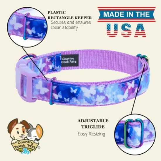 Country Brook Petz Deluxe Ribbon Dog Collar, Whimsical Nature Collection image {3}