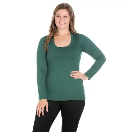 24seven Comfort Apparel Womens Plus Size Solid Long Sleeve Scoop Neck Tee image {8}