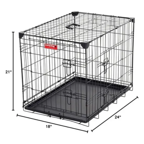 Lucky Dog Dwell Series 24 Inch Small Lightweight Kennel Secure Fenced Pet Dog Crate w/Divider Panels, Sliding Doors, and Removable Tray, Black image {1}