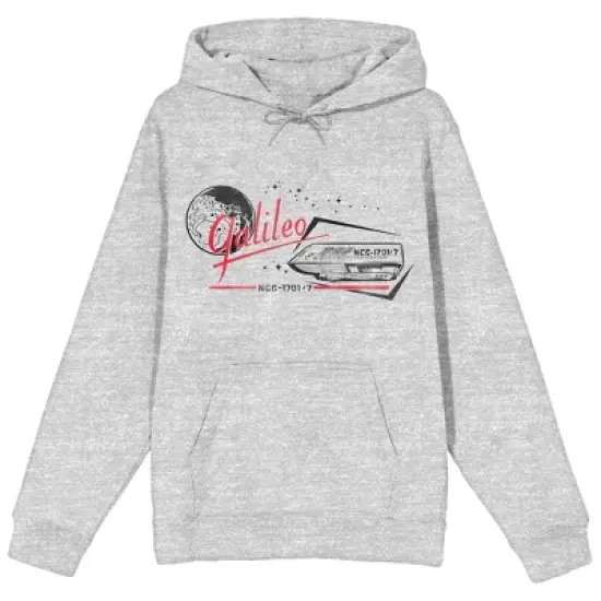 Star Trek The Original Series Galileo NCC-1701 The Enterprise Ship and Planet Men's Athletic Heather Gray Graphic Hoodie image {5}