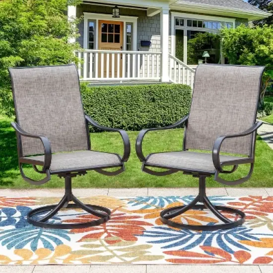 5pc Patio Dining Set with 28" Square Gas Fire Pit Table & Swivel Arm Chairs - Captiva Designs: Outdoor Seating, Rust-Resistant image {1}