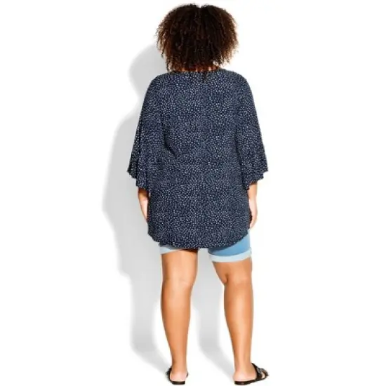 Women's Plus Size Joanna Pintuck Tunic - navy spot | AVENUE image {1}