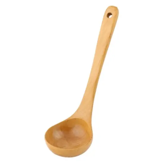 Unique Bargains Wood Kitchen Easy to Wash Hangable Cooking Spoon 10.6" x 3" Wooden Color 1 Pc image {3}