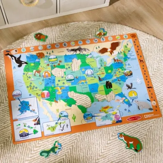 Melissa & Doug National Parks U.S.A. Map Floor Puzzle 45pc Jumbo and Animal Shapes, Search-and-Find Activities, Park and Animal ID Guide image {8}