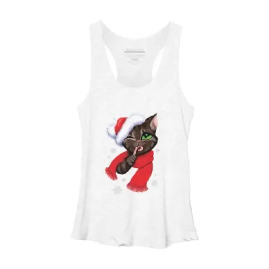Women's Design By Humans Christmas cat By POLINART Racerback Tank Top image {5}
