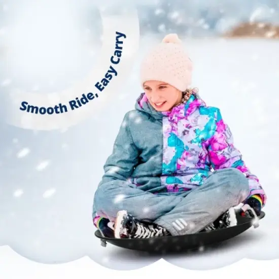 Slippery Racer ProDisc 26 Inch Heavy Duty Aluminum Iron Alloy Metal Kids Saucer Snow Sled with Dual Riveted Soft Grip Rope Handles image {4}