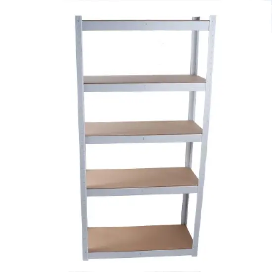 LIVAREEmlen 5 Tier Laminated White Metal Baker's Racks,Adjustable Storage Utility Rack for Warehouse Basement Pantry image {2}